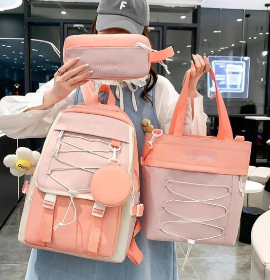 Girly Backpack 4Pcs Set | Trendy & Stylish | Pinkdose