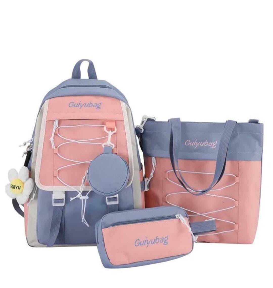 Girly Backpack 4Pcs Set | Trendy & Stylish | Pinkdose