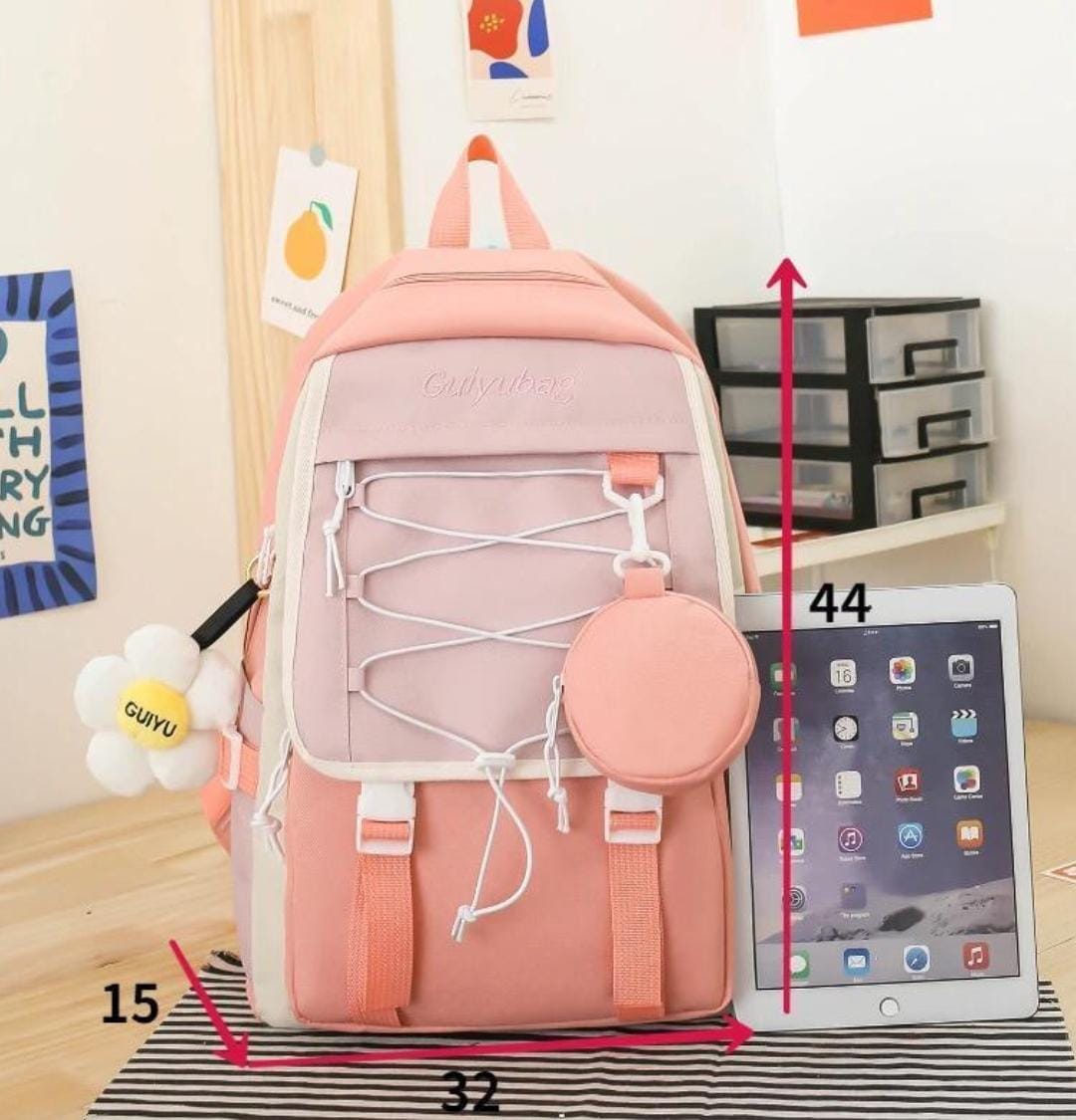 Girly Backpack 4Pcs Set | Trendy & Stylish | Pinkdose