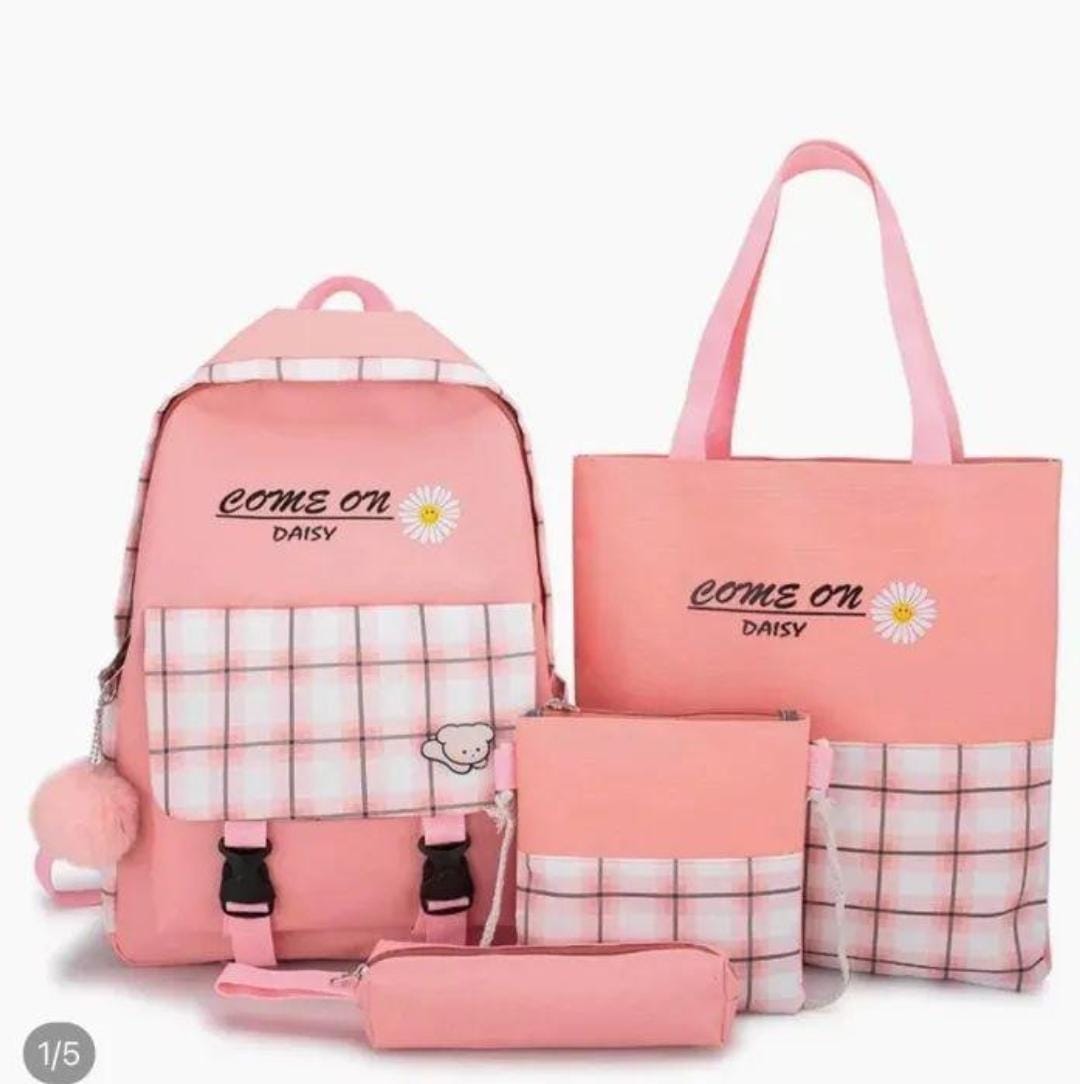 Women Canvas Backpack 4Pcs Set | Stylish & Trendy | Pinkdose