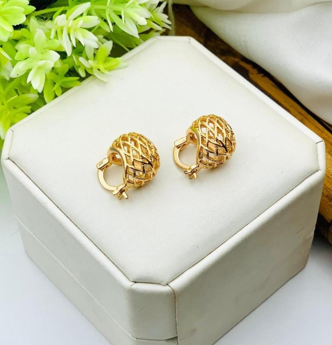 Fancy Golden Studs Earrings Pair | Beautiful and Fancy | Pinkdose