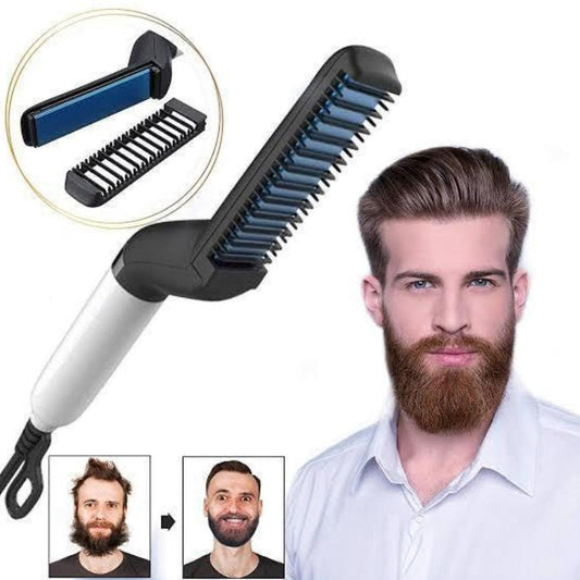 Multifunctional Hair & Beard Straightener Comb Brush Quick Hair Style For Men | Pinkdose