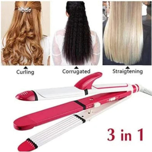 Professional 3 in 1 Hair Straightener Curler Crimper | Pinkdose